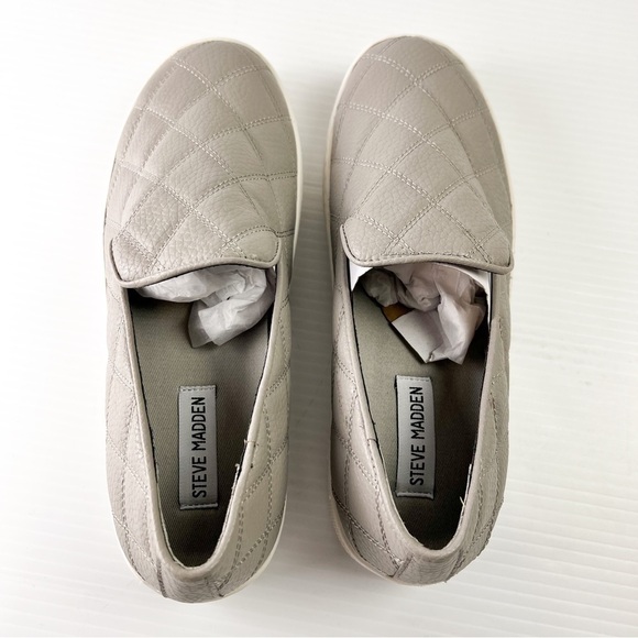 Steve Madden Sneaker Women's 9 Globe Grey Faux Leather Slip On Shoes - Picture 6 of 10